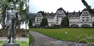 Museu Imperial e Palácio Quitandinha em Petrópolis Busto de D. Pedro II no Museu Imperial e fachada do Palácio Quitandinha, em Petrópolis